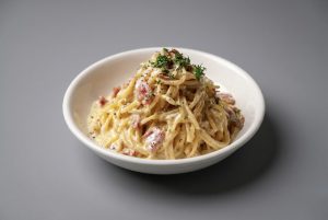 Spaghetti with smoked bacon