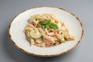 Pasta with prawns and courgettes
